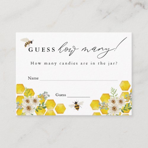 Honey Bee and Daisy Guess How Many Game Card