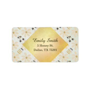 Honey Bee And Flower Label by retroflavor at Zazzle