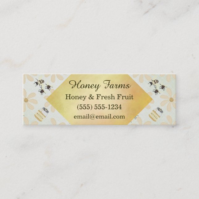 Honey Bee and Flower Mini Business Card (Front)