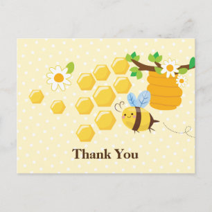 honey bee and flowers thank you card