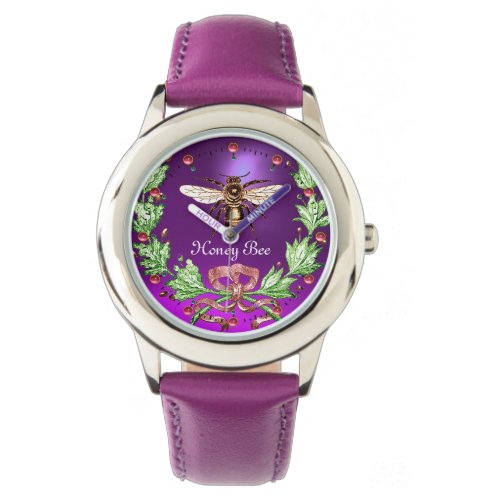 HONEY BEE AND GREEN FLORAL CROWN Beekeeper Purple Watch