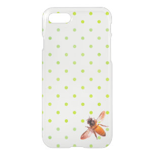 Honey Bee and green  polka-dots iPhone SE/8/7 Case