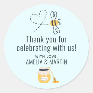 Honey Bee and Honey Pot Thank You Classic Round Sticker