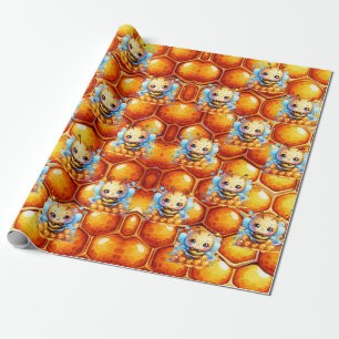 Honey bee and Honeycomb Baby Shower Wrapping Paper