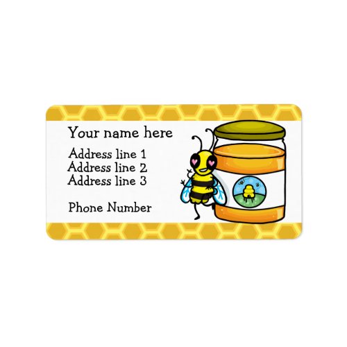Honey bee and jar address label