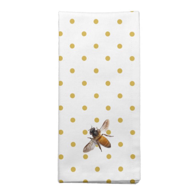 Honey Bee and polka dots Cloth Napkin (Folded)