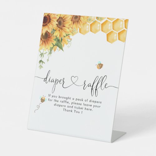 Honey Bee And Sunflowers Diaper Raffle Pedestal Sign