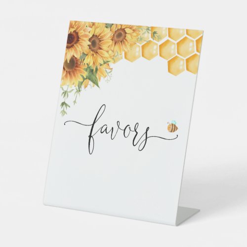 Honey Bee And Sunflowers Favors Pedestal Sign