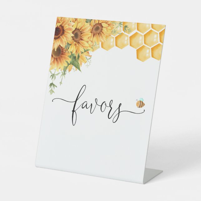 Honey Bee And Sunflowers Favors Pedestal Sign (Front)