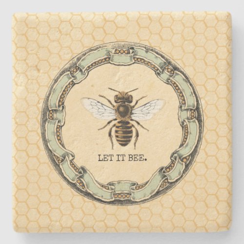 Honey Bee and Vintage Frame Stone Coaster