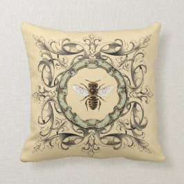 Honey Bee and Vintage Orante Frames Throw Pillow