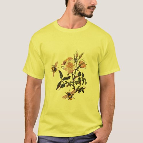 HONEY BEE AND WILD ROSES BEEKEEPER T_Shirt