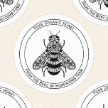 Honey Bee Apiary Business Classic Round Sticker<br><div class="desc">A honey bee design,  perfect for product labels and packaging for an apiary,  honey farm or beekeeper.  Change the top and lower text to customize.  Original art by Nic Squirrell.</div>