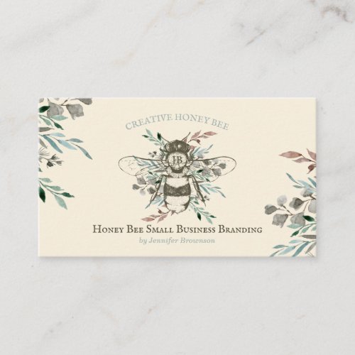 Honey Bee Apiary Floral Rustic Ivory Business Card
