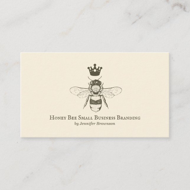 Honey Bee Apiary honeycomb crown Business Card (Front)