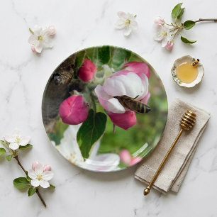 Honey Bee & Apple Blossom: Glass Serving Tray Deco
