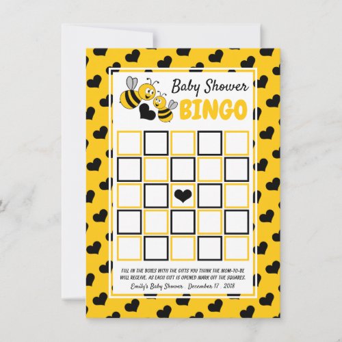 Honey Bee Baby Shower Bingo