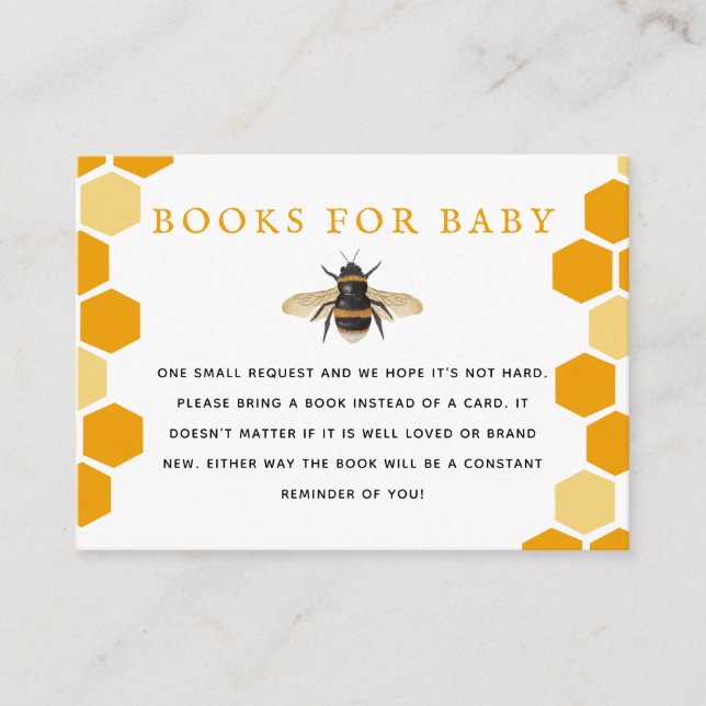 Honey Bee Baby Shower Book Request Enclosure Card (Front)
