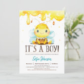 Honey Bee Baby Shower Boy Invitation (Standing Front)