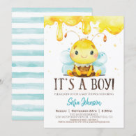 Honey Bee Baby Shower Boy Invitation