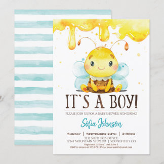 Honey Bee Baby Shower Boy Invitation