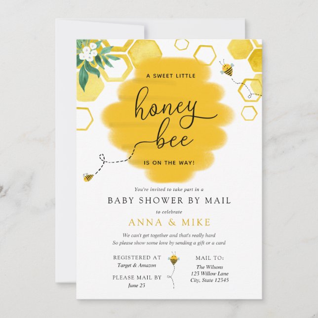 Honey Bee Baby Shower by Mail Invitation (Front)