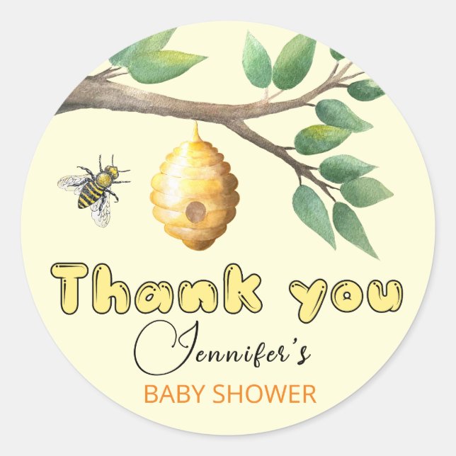 Honey Bee Baby Shower  Classic Round Sticker (Front)