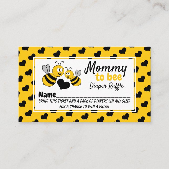 Honey Bee, Baby Shower Diaper Raffle Ticket Enclosure Card (Front)