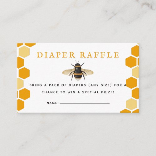 Honey Bee Baby Shower Diaper Raffle Ticket Enclosure Card