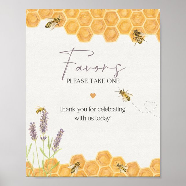 honey bee baby shower favors sign (Front)