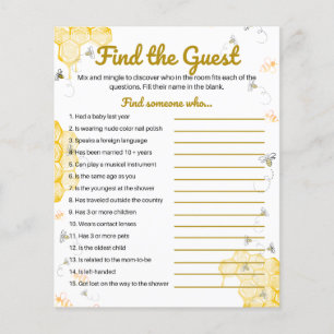 Honey Bee Baby Shower Find the Guest Game