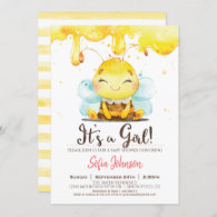 Honey Bee Baby Shower Girl Invitation