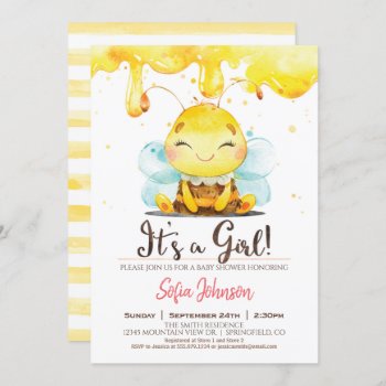 Honey Bee Baby Shower Girl Invitation by Card_Stop at Zazzle