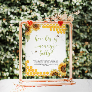 Honey Bee Baby Shower How Big Is Mommy's Belly Poster