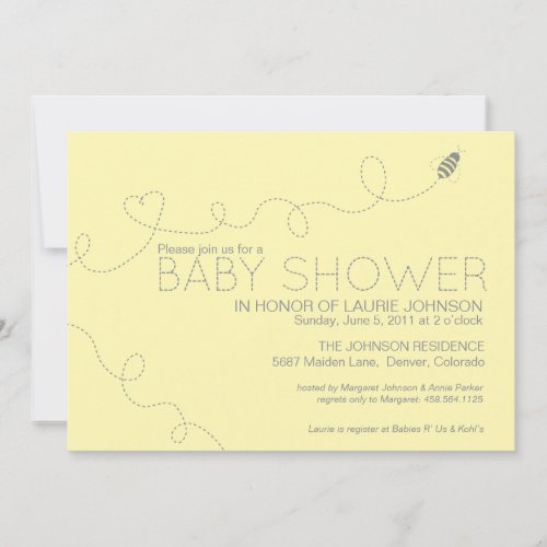 Honey Bee Baby Shower Invitation