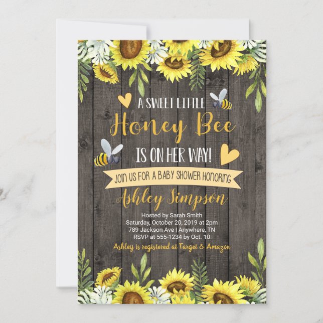 Honey Bee Baby Shower Invitation (Front)