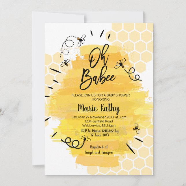 Honey Bee Baby Shower Invitation (Front)