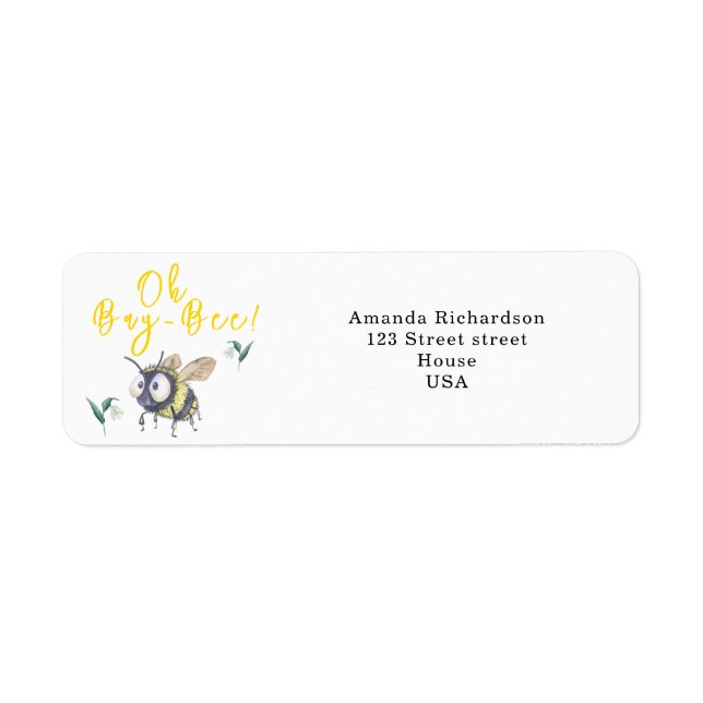 Honey Bee Baby Shower Label (Front)