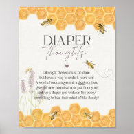 honey bee baby shower late night diaper thoughts poster