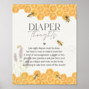 honey bee baby shower late night diaper thoughts poster