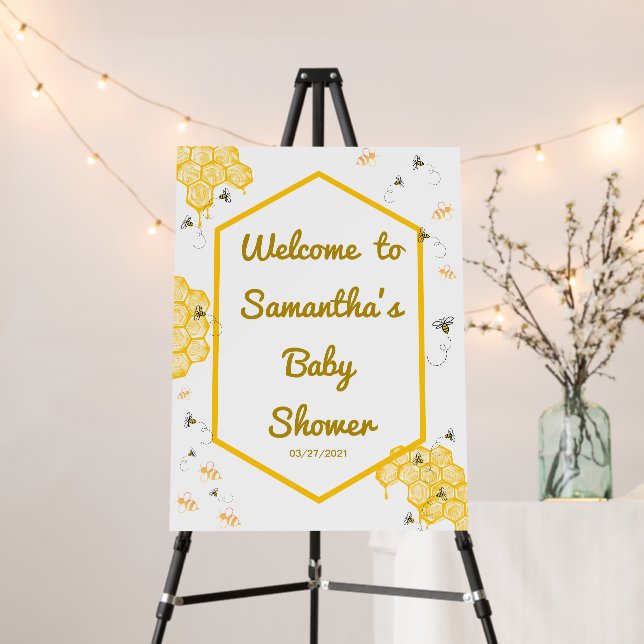 Honey Bee Baby Shower Personalized Welcome Sign (In Situ (Stand))
