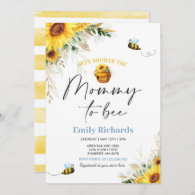 Honey Bee Baby Shower Sunflower Mommy To Bee Invitation