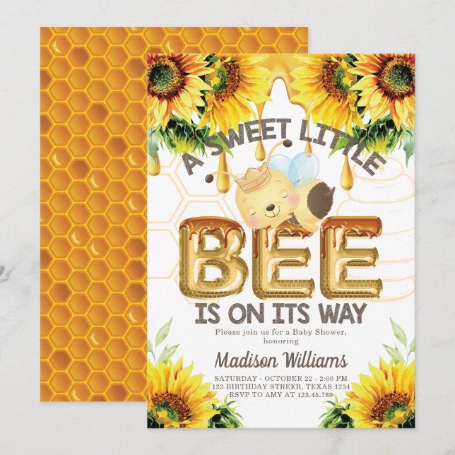 Honey Bee Baby Shower Super Cute Invitation (Front/Back)