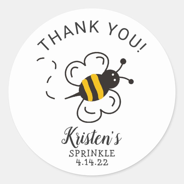 Honey Bee Baby Shower thank you favor sticker (Front)