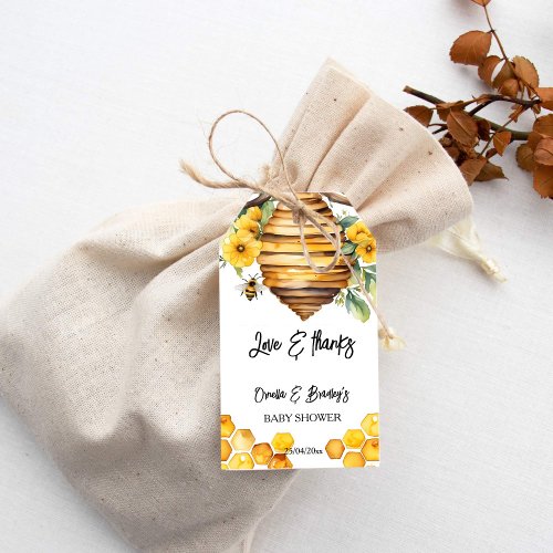 Honey bee baby shower thank you favor template gift tags
