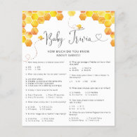 Honey Bee Baby Shower Trivia Game