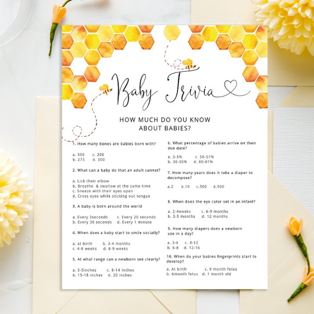 Honey Bee Baby Shower Trivia Game (Creator Uploaded)