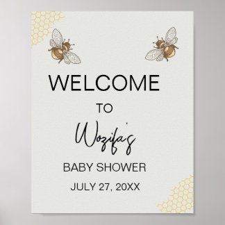 Honey Bee baby shower welcome Poster