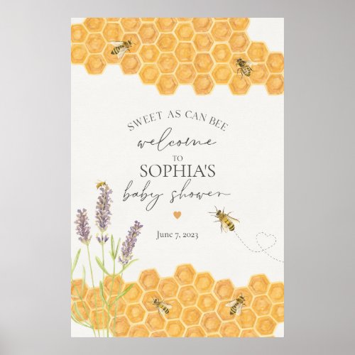 honey bee baby shower welcome poster