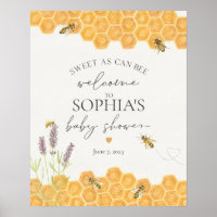 honey bee baby shower welcome poster